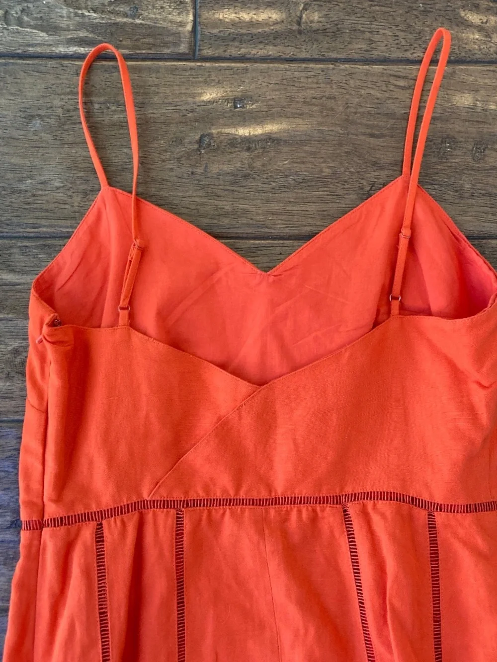 Banana Republic Linen Blend Midi Dress Sz 6 Orange Spring Party Wedding Guest - Picture 3 of 9